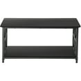 thumbnail image 4 of SuperDeal 39" Coffee Table Wood Side Table Storage Shelf X-Frame Design for Living Room Black, 4 of 9