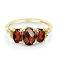 thumbnail image 2 of Gem Stone King 10K Yellow Gold Red Garnet and Diamond Accent Engagement Ring for Women (2.16 Cttw, Gemstone Birthstone, Size 6), 2 of 4