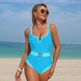 thumbnail image 6 of UPPADA Womens One Piece Full Coverage Swimsuit Comfy Elastic Swimsuit Color Block Slimming Bathing Suits for Ladies Cute Modest Swimsuits Light Blue,L, 6 of 7