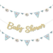 Let's Be Mermaids - Baby Shower Letter Banner Decoration - 36 Banner Cutouts and No-Mess Real Gold Glitter Baby Shower B