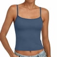 thumbnail image 2 of Camisole Tank Tops with Built Bra for Women Slim Fitted Sleeveless Tanks Soft Stretchy Yoga Casual Base Tees (XL, Blue), 2 of 7