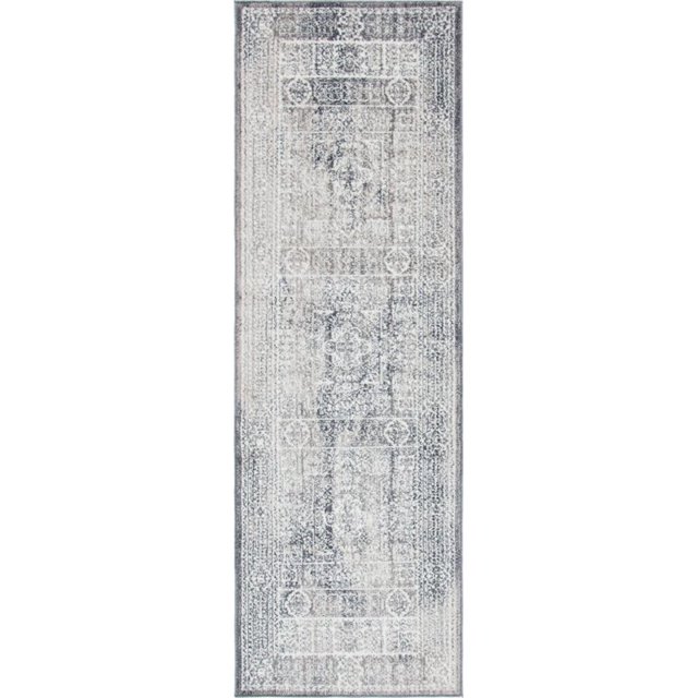 Unique Loom Brighton Medallion Print Area Rug 2' 7 x 8' 2 Runner Gray/Beige