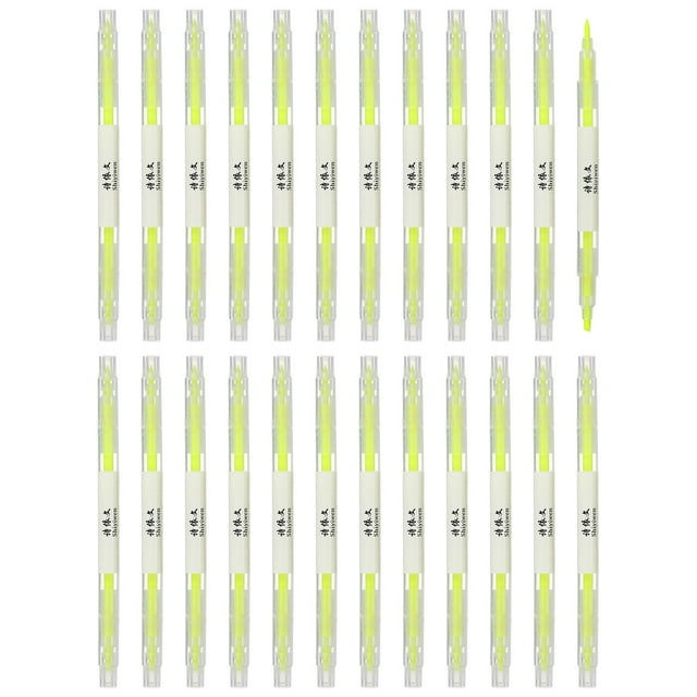 Uxcell Highlighter Pen, 24 Pack Double Ended Highlighter Broad and Fine Tips Marker Pens Studying Supplies for Office Home Daily Use, Yellow
