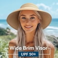 thumbnail image 3 of Pakyozj Sun Hats for Women Wide Brim Roll-Up Beach Ponytail Hat Packable Foldable Travel Straw Visor, 3 of 7