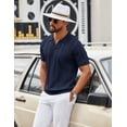 thumbnail image 3 of COOFANDY Black Polo Shirts for Men Textured V Neck Knit Polos Short Sleeve Casual Golf Shirts Fashion Polos, 3 of 6