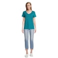 thumbnail image 2 of Time and Tru Women's Cotton V-Neck Tee with Short Sleeves, Sizes XS-XXXL, 2 of 6