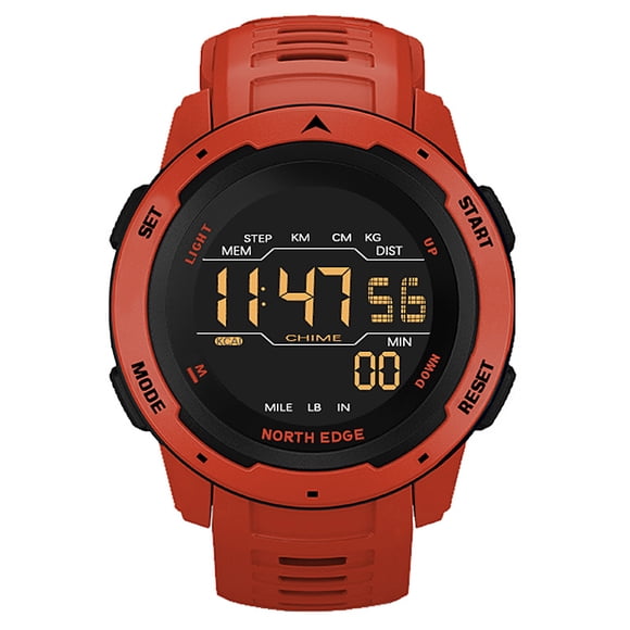 Montre Numérique pour Hommes Montres de Sport pour Hommes Double Heure Podomètre Réveil Étanche Montre Numérique 50 m Horloge