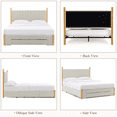 thumbnail image 2 of Brafabhome Queen Bed Frame with Upholstered Headboard, Modern Wood Platform Bed Frame with 3 Storage Drawers, No Box Spring Needed, Beige Linen, 2 of 9
