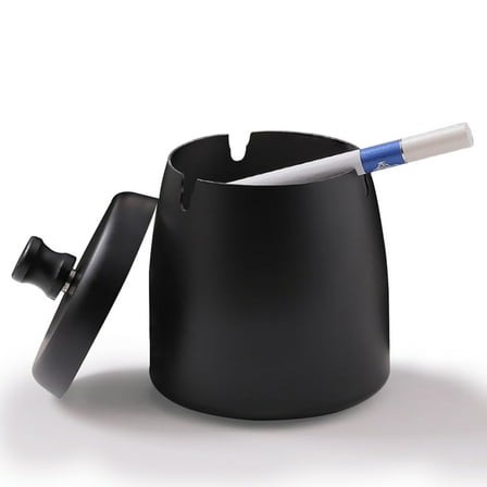 Ashtray with Lid for Cigarette, Stainless Steel Smokeless Odorless Windproof Ashtrays for Home Office Tabletop Outside Patio Outdoor Balcony