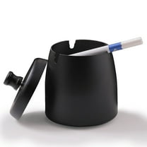 Ashtray with Lid for Cigarette, Stainless Steel Smokeless Odorless Windproof Ashtrays for Home Office Tabletop Outside Patio Outdoor Balcony