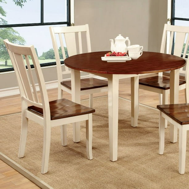 Dover Transitional Dining Table Vintage White Cherry Walmart Com Walmart Com