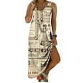 thumbnail image 1 of SMihono Robe Maxi Bohème d'Été pour Femmes Grande Taille Mode Femmes Été Aguichant Décontractée Sans Manches à Col en V Imprimée Longue Robe Plage Évasée Robe d'Été, 1 of 5