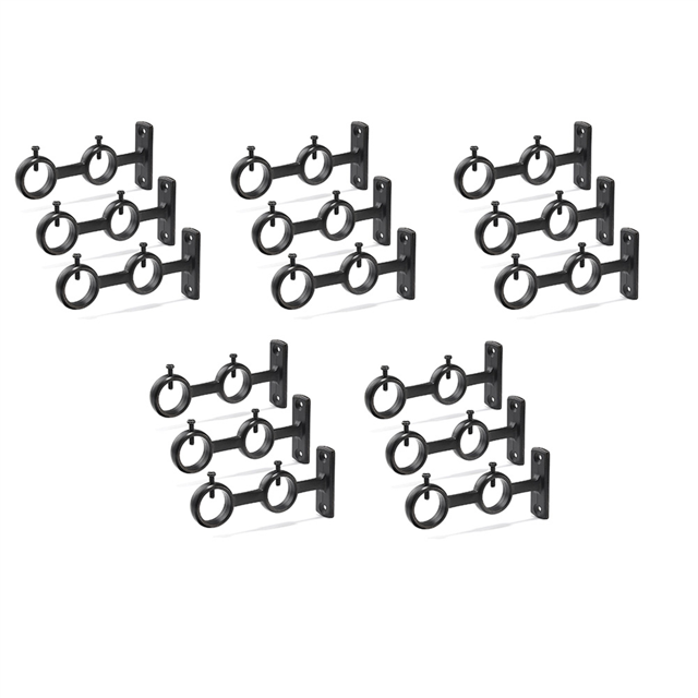 Curtain Rod Bracket, 15Pcs Double Curtain Rod Holder, Double Rod Brackets Hooks for Living Room Bedroom Curtain Rods