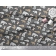 thumbnail image 2 of Soimoi Gray Cotton Cambric Fabric Bear & Rabbit Animal Printed Fabric 1 Yard 58 Inch Wide, 2 of 3