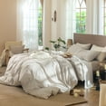 thumbnail image 4 of MooMee Gingham Duvet Cover Set King 100% Washed Cotton Linen Like Textured Breathable Lightweight 3-Piece (Tannish Linen Grey, 104"x90"), 4 of 8