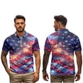 thumbnail image 3 of Aplkyhs Galaxy American Flag Couple Golf Shirts Quarter Zip Mens Hawaiian Shirt Lightweight Breathable Fabric Keep Cool in Hot Weather Machine Washable Lapel Design, 3 of 6