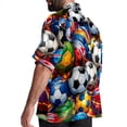 thumbnail image 3 of Football Men's Hawaiian Short Sleeve Printed Button Down Poplin Casual Summer Beach Shirt, Unisex, 3 of 6