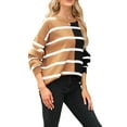 thumbnail image 1 of SUNSIOM Chandails en Molleton Mignons pour Femmes Imprimé Rayé Pulls Amples Décontractés Manches Longues Automne Mode Urbaine, 1 of 5