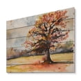thumbnail image 2 of Designart 'Lone Oak Tree In The Fields With Autum Leaves' Traditional Print on Natural Pine Wood, 2 of 5