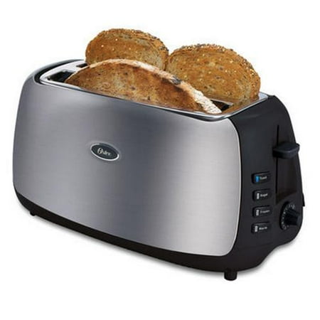 Oster 4 Slice Long Slot Toaster Polished Stainless Steel Oster 4 Slice Long Slot Toaster Polished Stainless Steel