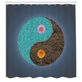 thumbnail image 3 of Ambesonne Yoga Shower Curtain, Yin Yang Flower Teal Brown, 69"Wx70"L, Slate Blue Turquoise, 3 of 5