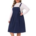 thumbnail image 2 of DARING DIVA Women's Plus Corduroy Pinafore Dress Pleated Skirt 2X Dark Blue, 2 of 6