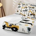 thumbnail image 4 of Castle Fairy Cartoon Doodle Excavator Truck Quilt King for Boys,Construction Vehicle King Coverlet Set,Yellow Gray, 4 of 7