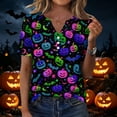 thumbnail image 2 of Womens Halloween Shirts Spooky Ghost Pumpkin Print Halloween Tee Shirts Plus Size V Neck Halloween Costumes Tops, 2 of 5