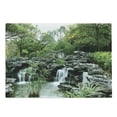 thumbnail image 1 of Japanese Cutting Board, Yard Little Lake Between Trees Stones in Autumn Season Natural Wilderness, Decorative Tempered Glass Cutting and Serving Board, Large Size, Green White, by Ambesonne, 1 of 1
