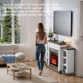 thumbnail image 3 of LGHM 72" Fireplace TV Stand for 75 inch 80 inch TV, Electric Fireplace with Mantel, Farmhouse Entertainment Center with 23" Electric Fireplace, White Brown, 3 of 13