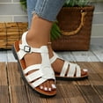 thumbnail image 5 of Htigea Women’s Flat Gladiator Sandals Summer Open Toe Sandal Ankle Strap Buckle Fisherman Shoes Comfortable Summer Flatform Sandal White 9.5, 5 of 9