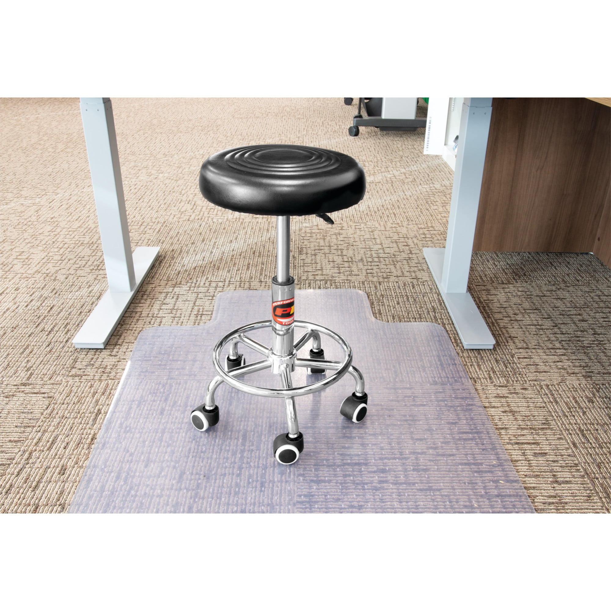 Performance Tool W85027 19 in. to 24 in. Pneumatic Adjustable Rolling Bar Stool, 250 Lbs. Capacity, Black