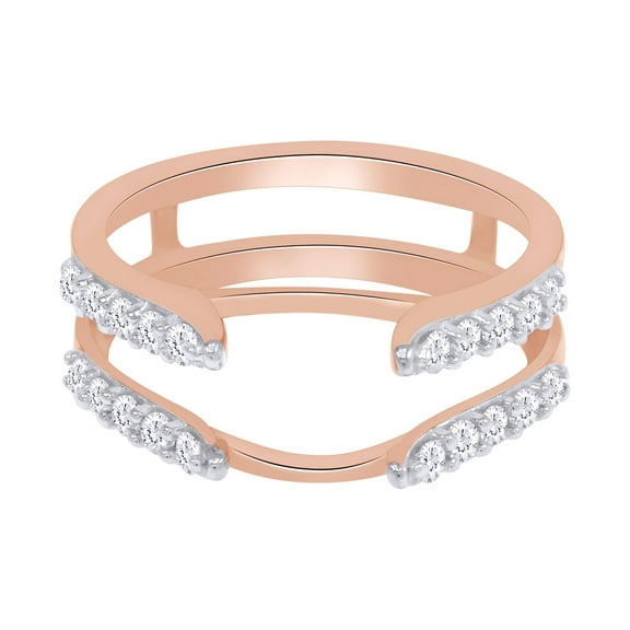 Round White Cubic Zirconia Enhancer Guard Ring in 10k Rose Gold Ring Size - 12
