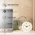 thumbnail image 2 of AYRELY® 11.5cm Analog Alarm Clock,Small Retro Desk Clock Battery Operated,Slient Metal Table Clock with Light for Living Room Decor,Bedroom,Bedside,Shelf(White), 2 of 7