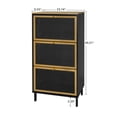 thumbnail image 6 of Metal Shoe Storage Cabinet with 3 Door, Freestanding Modern Shoe Storage Cabinet, Metal Rattan Shoe Rack, Black 3-Tier Shoe Cabinet for Entryway, Hallway, Living Room, Bedroom (Black), 6 of 8