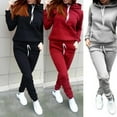 thumbnail image 3 of Women Tracksuit Jogging Top Bottom Sport Sweat Suit Trousers Hoodie Coat Pant, Autumn and Winter Casual Sports Solid Color Fleece Side Hooded Drawstring Sweater Suit, 3 of 3