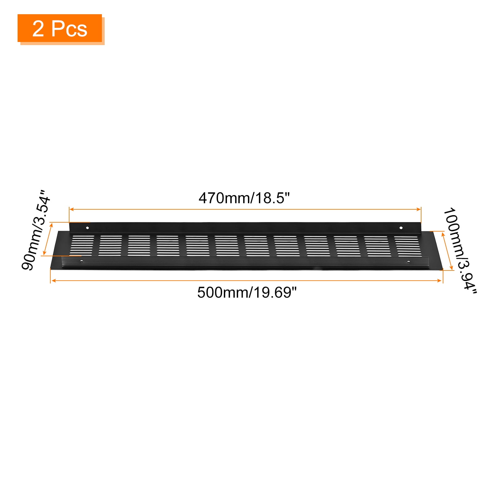 2Pack Rectangle Ventilation Grille Aluminum Alloy Mesh Air Vent Cover, 500x100mm