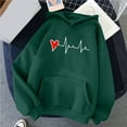 thumbnail image 1 of Qertyioot Plus Size Tops for Womens,Women's Comfortable Heart Pattern Printed Hooded Pocket Drawstring Sweater, 1 of 4
