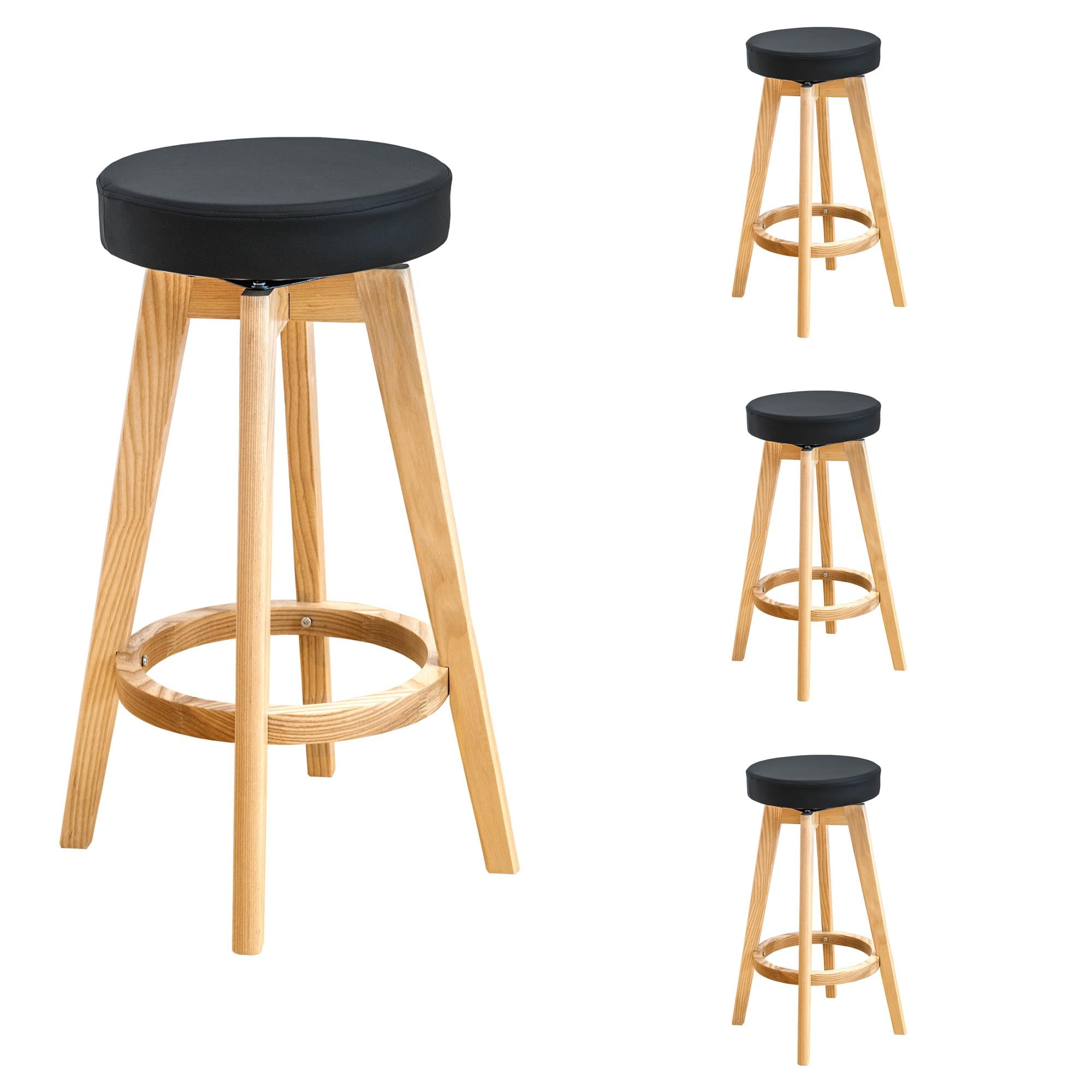 Mod Made REX Natural Wood Counter Stool (Black)Set of 4