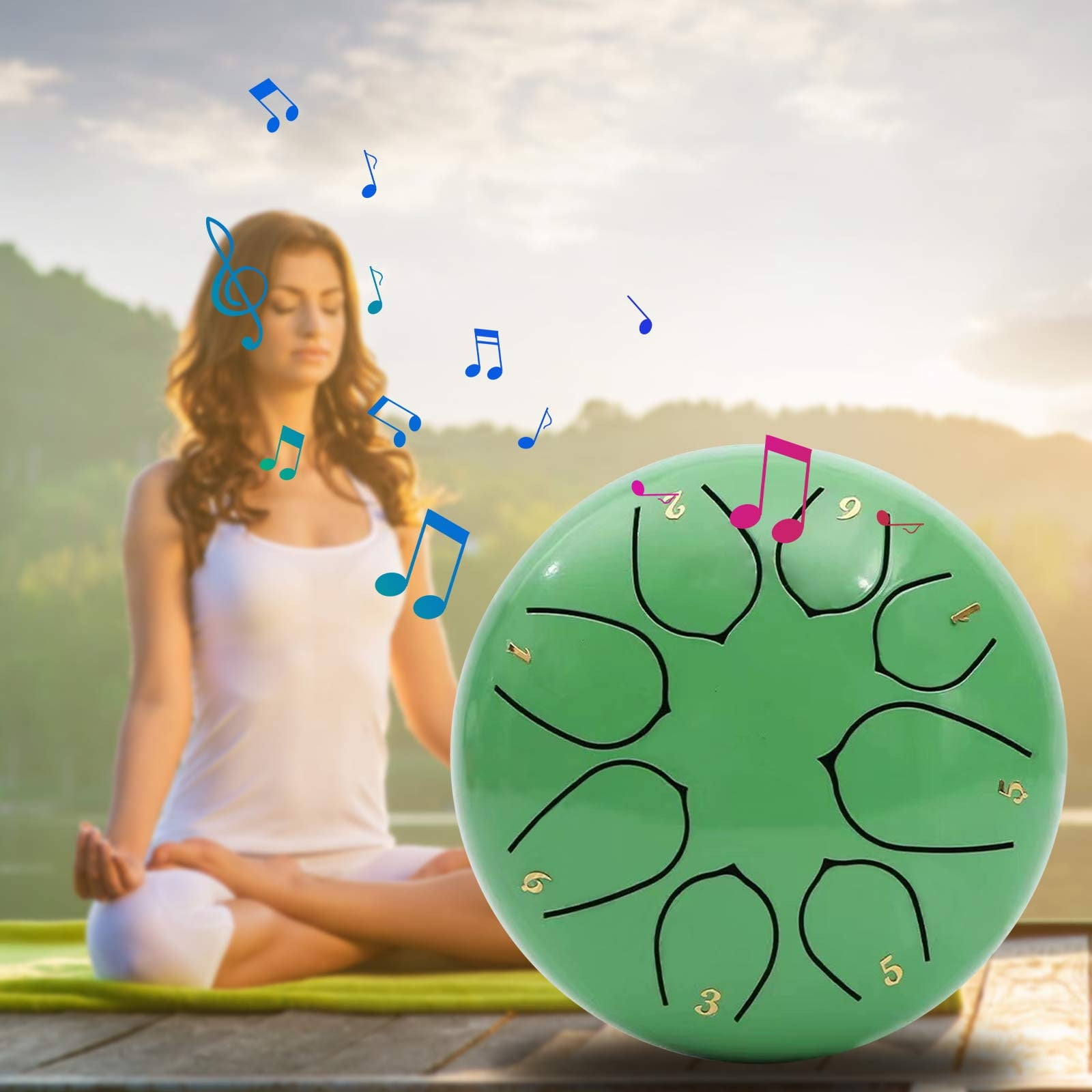 Viflosae Kids Educational Toys Outdoor Rain Drum Outdoor Rain Play Steel Tongue Drum 11.4cm 8 Tones Essential Drum With Drumsticks And Music Handpan Meditation Drum For Garden Meditation