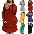 thumbnail image 1 of Gspmoly Robes d'Été pour Femmes 2025, Robe Décontractée à Manches Longues avec Poche et Capuche pour Femmes, Robes de Mariage pour Femmes, Soldes d'Été, 1 of 5