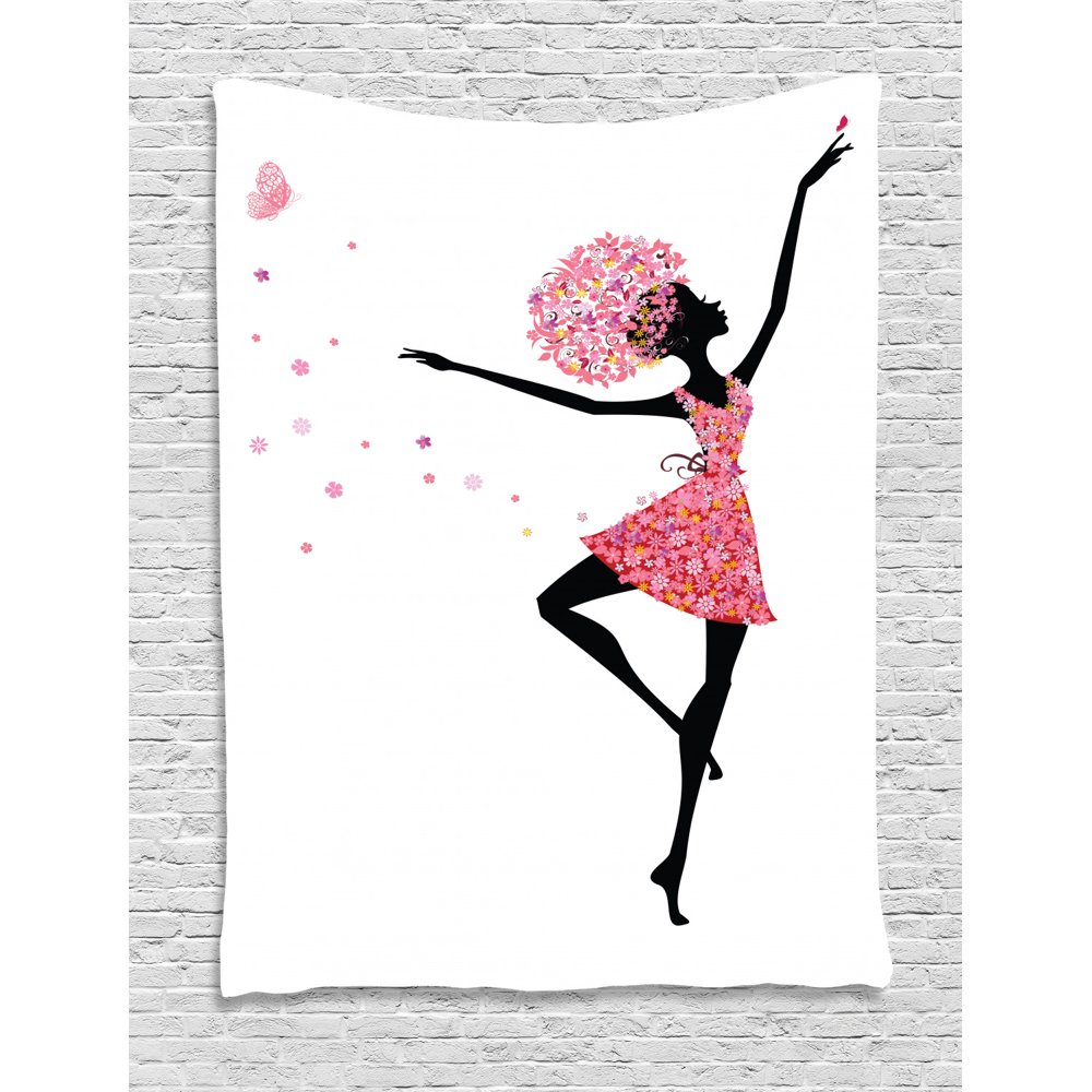 Ballet Tapestry, Floral Woman Dancing Flourishing Feminine ...