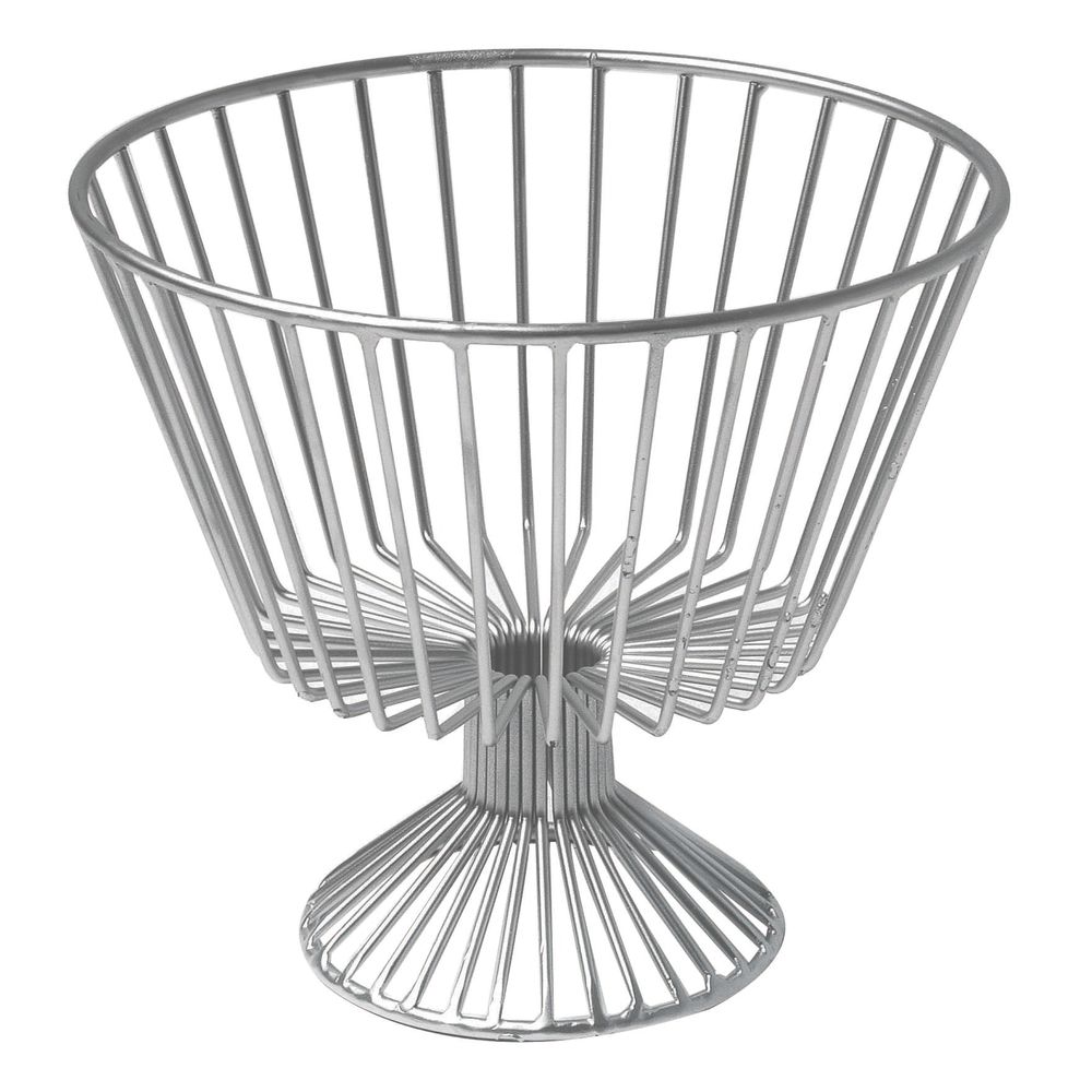 Hubert Fruit Basket Round Silver Metal 11"Dia x 6 1/2"H