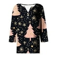 thumbnail image 5 of Feancey V Neck Christmas T Shirts for Women 3/4 Length Sleeve Henley Shirt Holiday Casual Xmas Tree Print Graphic Tees Comfy Loose Tunic Tops Pink L, 5 of 5