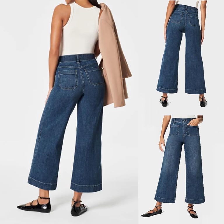 Lovinpro Wide Leg Jeans, Tummy Control Cropped Wide-Leg Jeans
