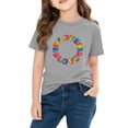 thumbnail image 5 of Girls Gray Graphic Tee, Kids Love and Rainbow Heart Short Sleeve T-Shirt, Cotton Casual Play Shirt,Size 7 T, 5 of 9