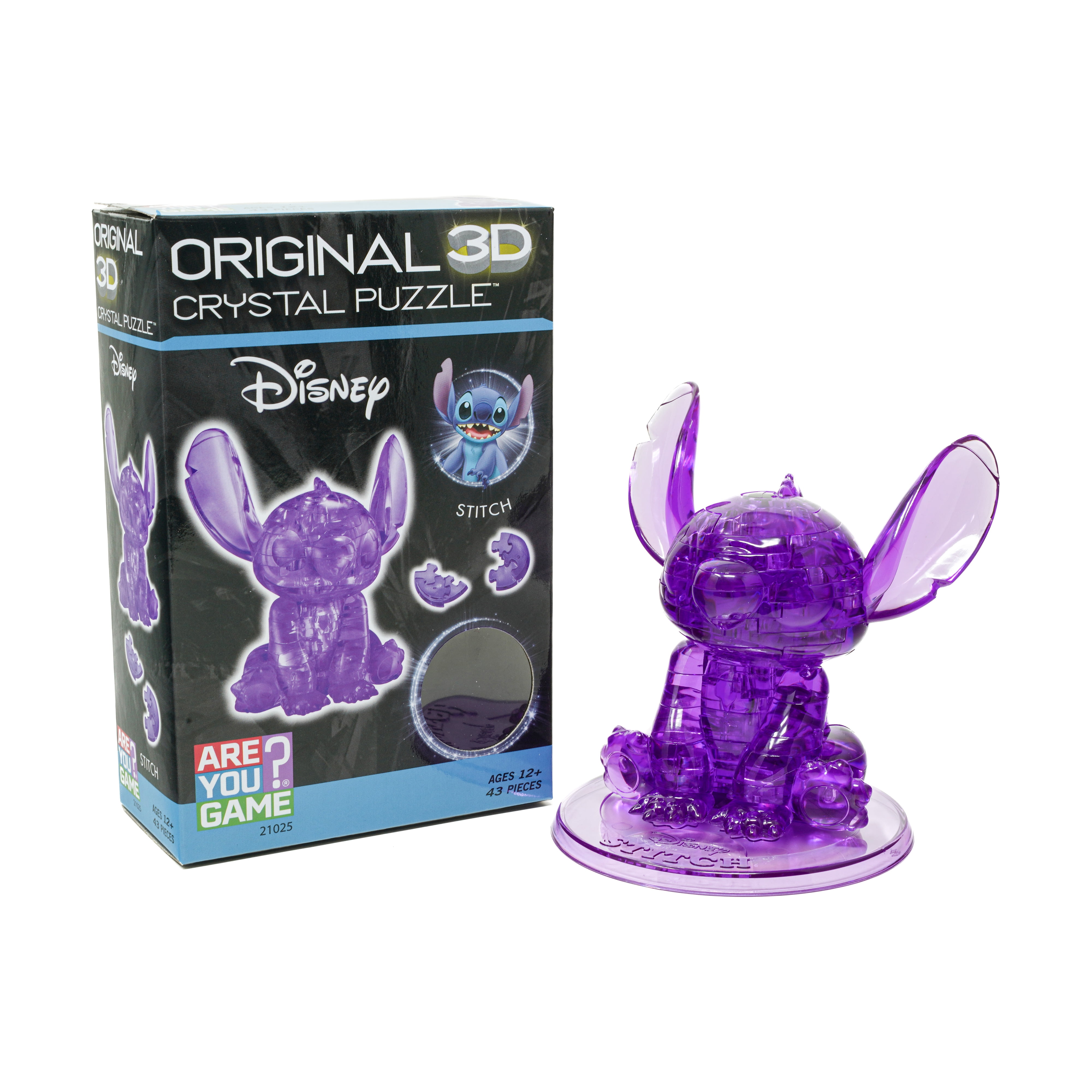 AreYouGame.com 3D Crystal Puzzle - Disney Stitch (Purple): 43 Pcs