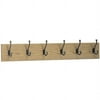 Safco, SAF4217MO, 6-Hook Wood Wall Rack, 1 Each, Oak Base,Brass Hook