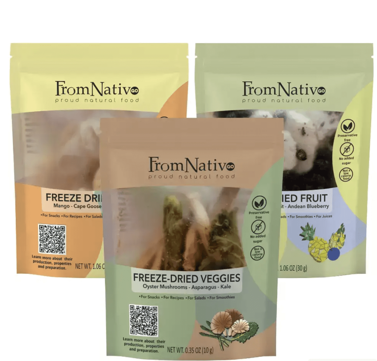 FromNativoGo | Freeze Dried Fruit & Vegetable Mix | 3Pack |