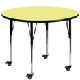 thumbnail image 1 of Mobile 42'' Round Yellow Thermal Laminate Activity Table - Standard Height Adjustable Legs, 1 of 3